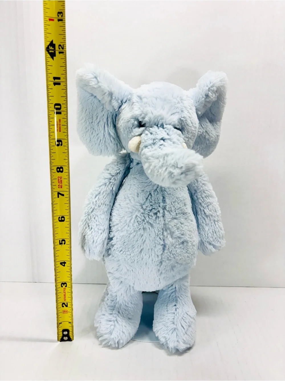 Jellycat 12” Light Blue Bashful Elephant Plush Chime Rattle Stuffed Animal